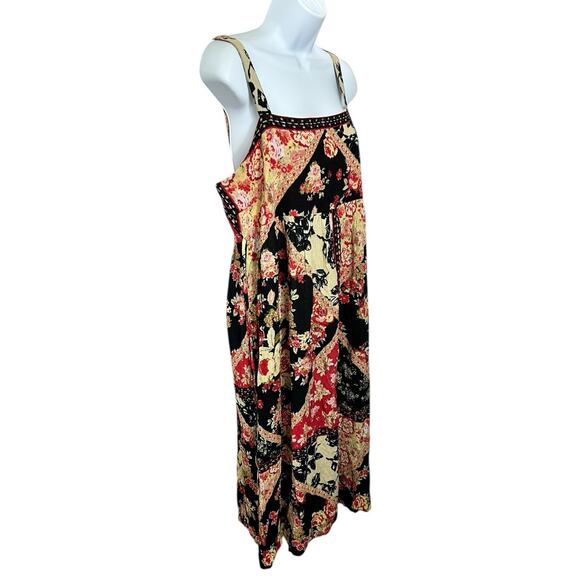 BOG Band of Gypsies Collective Anthem of the Sun Boho Midi Dress Sz Large Floral - Picture 7 of 11